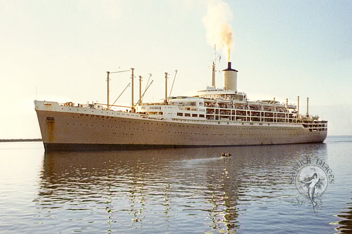 SS Oronsay with Distinctive Corn-Coloured Hull, Early 1960s