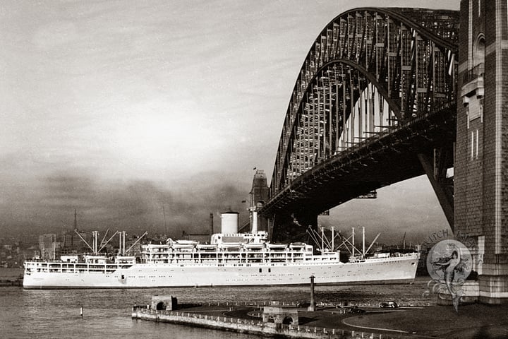 SS Oronsay Beneath Sydney Harbour Bridge, circa 1960s