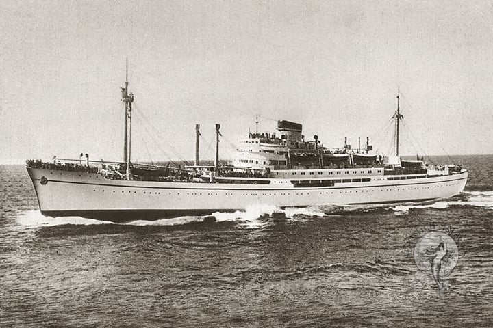 Italian Passenger Ship MV Paolo Toscanelli at Sea, Late 1940s